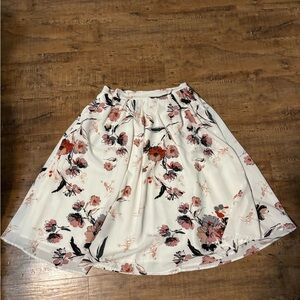 Mikarose A-Line Skirt in White and Pink Floral